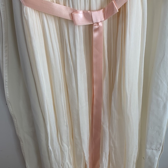 NWT JCrew Ivory Silk Crepe Draped Gown with Pink Ribbon in Canvas Bag - Picture 5 of 10